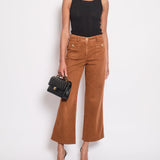 Chanel Rust Brown Denim Wide Leg Jeans With Embellished Button Details Size FR 36 (UK 8)