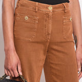 Chanel Rust Brown Denim Wide Leg Jeans With Embellished Button Details Size FR 36 (UK 8)