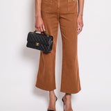 Chanel Rust Brown Denim Wide Leg Jeans With Embellished Button Details Size FR 36 (UK 8)