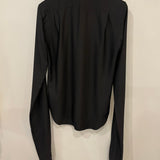 The Row Black Silk Long Sleeve Shirt with Collar Detail Size 0 (UK 4)