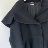 Alexander McQueen Black A-Line Wool Coat with Cape Collar Size IT 40 (UK 8)