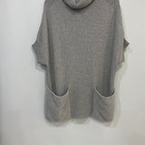 Loro Piana Grey Short-Sleeve Cashmere Turtle Neck Jumper with Front Pockets Size L (UK 12)