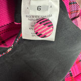 Area Hot Pink & Black Checked Blazer with Cut-Out Detail & Crystals Embellishments Size US 6 (UK 10)