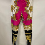 Versace Multicolour Medusa Renaissance Printed Silk Straight Trousers Size IT 38 (UK 6)