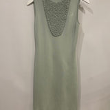 Chanel Baby Blue Textured Sleeveless Midi Dress with CC Pearl Button Details Size FR 36 (UK 8)