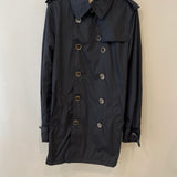 Burberry Navy Classic Trench Coat with Belt and Button Details Size UK 8