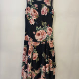 Dolce & Gabbana Black and Pink Silk Floral Printed Layered Midi Dress Size IT 42 (UK 10)