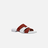 MANU ATELIER - 15 Woven Leather Slippers Red bole & White Soft