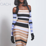 Herve Leger - HERVÉ LÉGER X LAW ROACH STRIPED BANDAGE MIDI DRESS