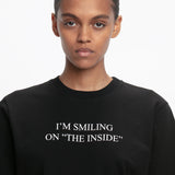 Victoria Beckham - I'm Smiling On The Inside Slogan T-Shirt in Black