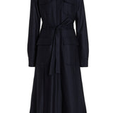 GABRIELA HEARST - Roe Shirtdress in Dark Navy Virgin Wool Cashmere Flannel