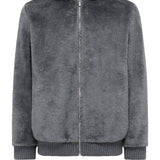 GABRIELA HEARST - Tom Hoody Jacket in Dark Grey Virgin Wool Silk Cashmere Fur