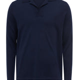 GABRIELA HEARST - Frome Knit Long Sleeve Polo in Dark Navy Cashmere