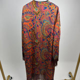 Etro Multicolour Abstract Print Longline Coat with Tassel Hem One Size