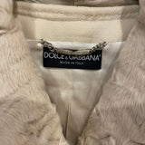 Dolce & Gabbana Cream Jacket with Textured Collar and Large Buttons Detail Size IT 40 (UK 8)