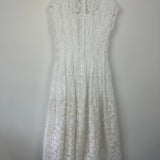 Tory Burch White Sleeveless Crochet Pleated Midi Dress Size 6 (UK 10)