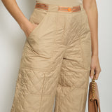 Hermès Beige Quilted Trousers with Pocket Detail FR 38 (UK 10)