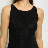 Ermanno Scervino Black Knitted Midi Dress with Crystal Embellishment Size IT 38 (UK 6)