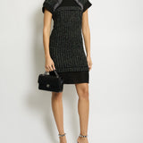 Chanel Black, Green and Pink Tweed Midi Dress with Mesh Inserts Size FR 36 (UK 8)