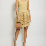 Alaïa Beige Raffia Halter Neck Midi Dress with Mesh Detailing Size FR 38 (UK 10)