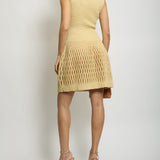 Alaïa Beige Raffia Halter Neck Midi Dress with Mesh Detailing Size FR 38 (UK 10)