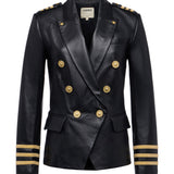 L'AGENCE - Kenzie Leather Military Blazer