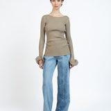 Elleme - Knit fitted longsleeve top/Khaki