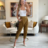 Ulla Johnson Brown Cargo Trousers with White Stitched Detail Size US 0 (UK 4)