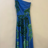 Themis Z Green and Blue One Shoulder Floral Midi Dress Size FR 36 (UK 8)