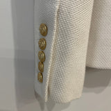 Balmain White Tweed Blazer Jacket with Gold Button Details Size FR 34 (UK 6)