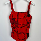 Hermès Red Cordelieres Jer One-Piece Swimsuit Size FR 36 (UK 8)