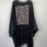 Christian Dior Black Long Sleeve Cape Dress with Pink Sequins Floral Detail Size FR 38 (UK 10)