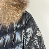 Moncler Black Fulmarus Hooded Diamond-Quilted Long Down Jacket with Brown Fur Size 6 (UK 20) RRP £1,790