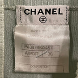 Chanel Baby Blue Textured Sleeveless Midi Dress with CC Pearl Button Details Size FR 36 (UK 8)