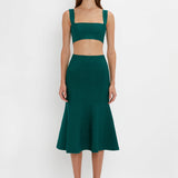 Victoria Beckham - VB Body Flared Skirt In Lurex Green