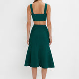 Victoria Beckham - VB Body Flared Skirt In Lurex Green