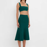 Victoria Beckham - VB Body Flared Skirt In Lurex Green