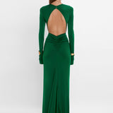 Victoria Beckham - Circle Detail Open Back Gown In Emerald