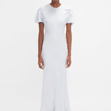 Victoria Beckham - Gathered Sleeve Midi Dress In Ice