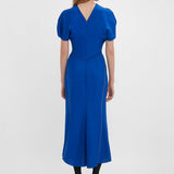 Victoria Beckham - Gathered Waist Midi Dress In Palace Blue