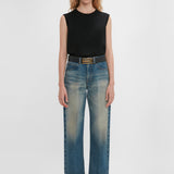 Victoria Beckham - Relaxed Straight Leg Jean In Antique Indigo Wash