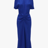 Victoria Beckham - Gathered Waist Midi Dress In Palace Blue