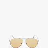 Victoria Beckham - V Metal Pilot Sunglasses In Silver-Brown