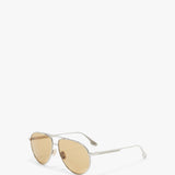 Victoria Beckham - V Metal Pilot Sunglasses In Silver-Brown