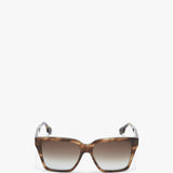 Victoria Beckham - Soft Square Frame Sunglasses In Striped Khaki Havana