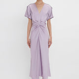 Victoria Beckham - Gathered V-Neck Midi Dress In Petunia