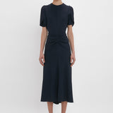 Victoria Beckham - Gathered Waist Midi Dress In Midnight