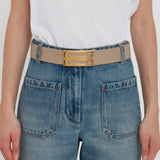 Victoria Beckham - Exclusive Jumbo Frame Belt In Beige Leather