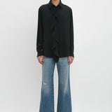 Victoria Beckham - Asymmetric Ruffle Blouse In Black