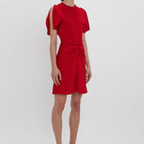 Victoria Beckham - Exclusive Gathered Waist Mini Dress In Carmine